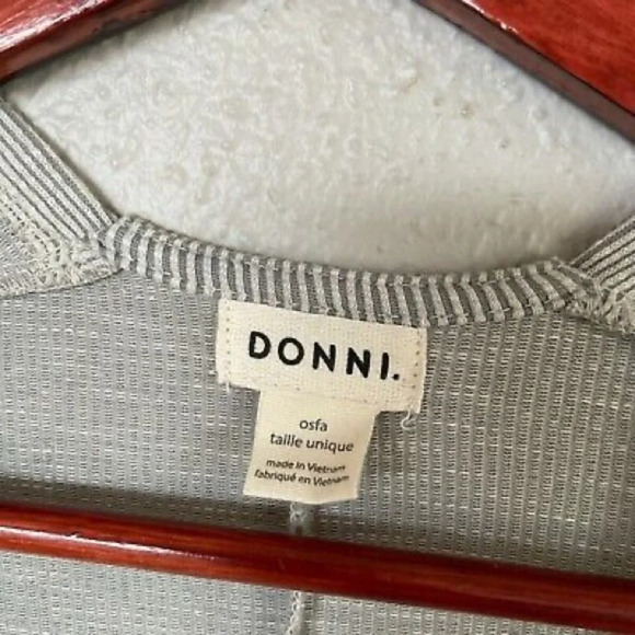 Donni Sandwash Gray Ribbed Open Front Cardigan Sweater OS - Picture 5 of 5